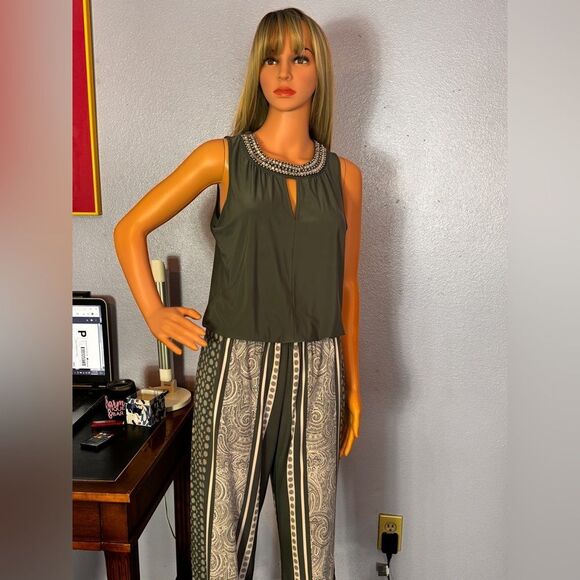 INC International Concepts Charcoal Blouse Pant Jumpsuit - Picture 12 of 16